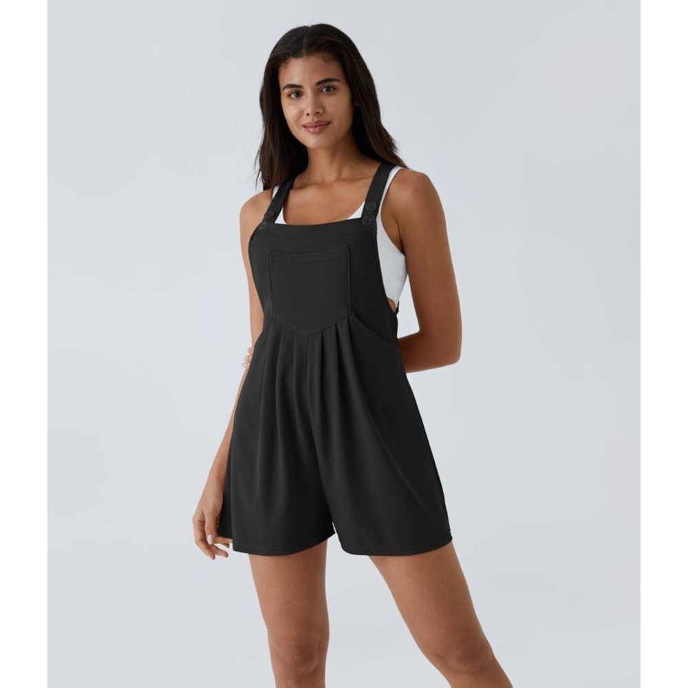 Halara‎ Black Pockets Waffle Casual Short Overalls XL NWT